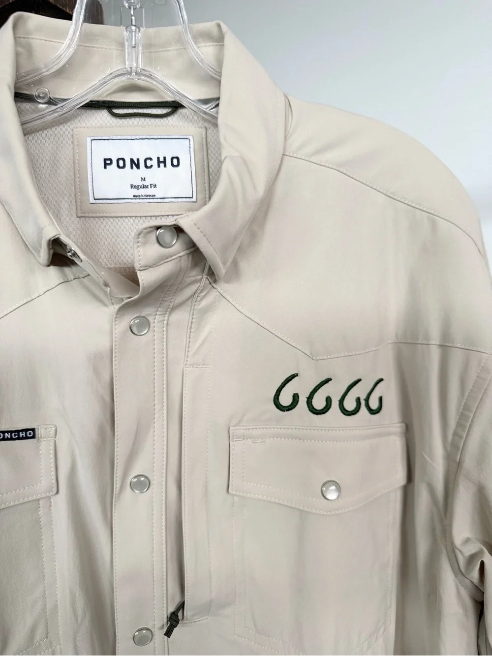 PONCHO Four Sixes Ranch Light Beige Button-Up Shirt with Chest Pockets - Picture 2 of 5